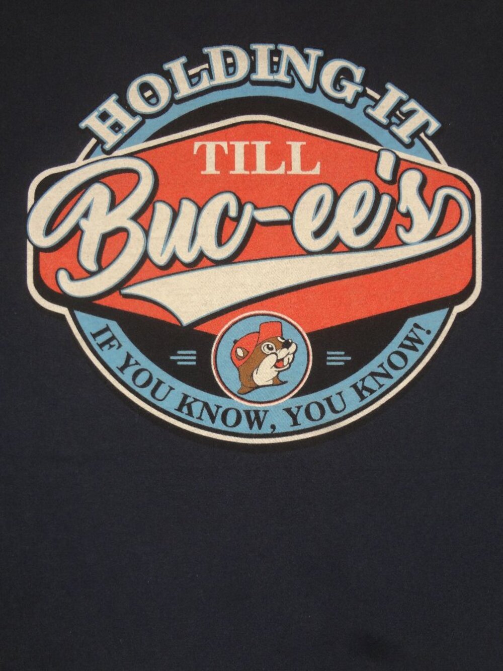 BUC-EE'S HOLDING IT TIL BUCEES 2-SIDED BEAVER - BLUE XL T-SHIRT L935
